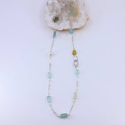 Carmel - Aquamarine and Pearl Sterling Silver Necklace alt3 image | Breathe Autumn Rain Artisan Jewelry