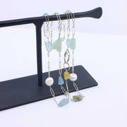 Carmel - Aquamarine and Pearl Sterling Silver Necklace alt image | Breathe Autumn Rain Artisan Jewelry