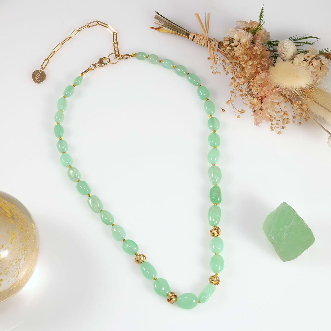 Celedon - Chrysoprase Nugget Necklace new alt image | Breathe Autumn Rain Artisan Jewelry