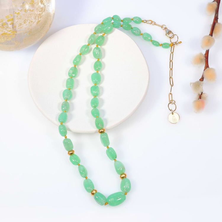 Celedon - Chrysoprase Nugget Necklace alt image | Breathe Autumn Rain Artisan Jewelry