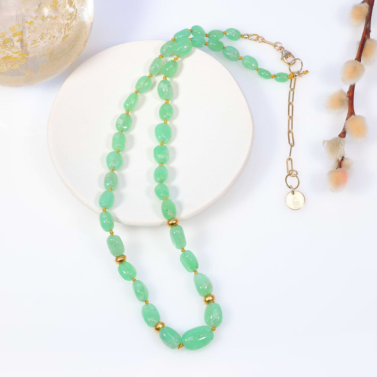 Celedon - Chrysoprase Nugget Necklace alt image | Breathe Autumn Rain Artisan Jewelry