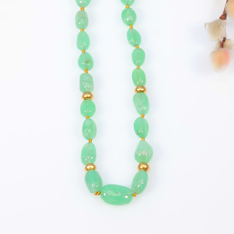 Celedon - Chrysoprase Nugget Necklace close up image | Breathe Autumn Rain Artisan Jewelry