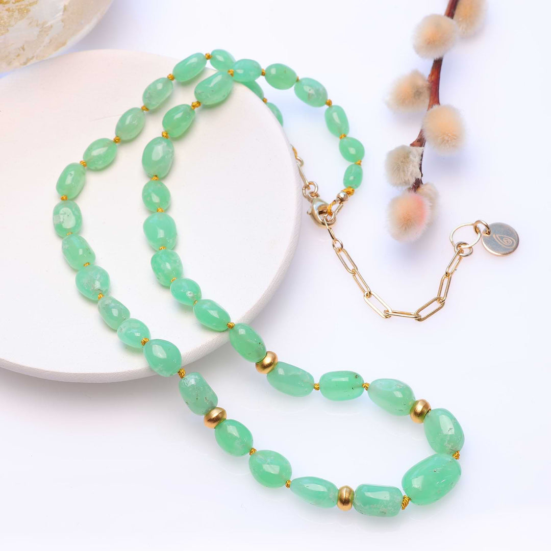 Celedon - Chrysoprase Nugget Necklace main image | Breathe Autumn Rain Artisan Jewelry