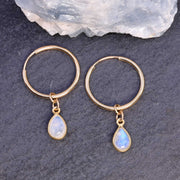 Cloud - Dainty Gold Moonstone Hoop Earrings alt image | Breathe Autumn Rain Artisan Jewelry