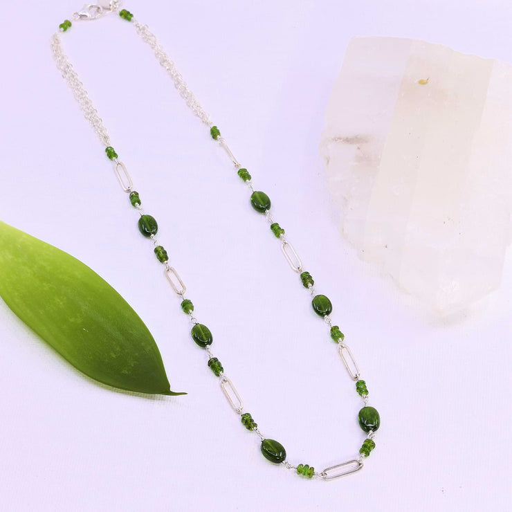 Cloud Forest - Chrome Diopside Silver Necklace main image | Breathe Autumn Rain Artisan Jewelry