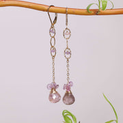 Cloudiest Days - Lilac Sapphire Gold Drop Earrings main image | Breathe Autumn Rain
