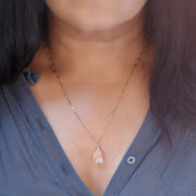 Croft - Quartz Crystal Pendant Gold Necklace life style image | Breathe Autumn Rain Artisan Jewelry