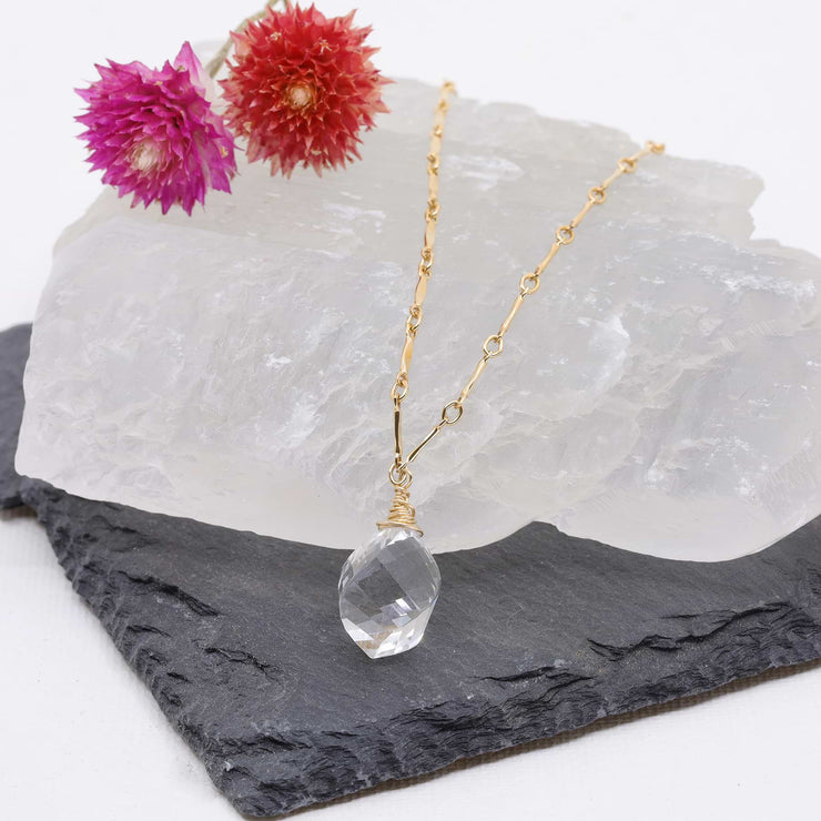Croft - Quartz Crystal Pendant Gold Necklace main image | Breathe Autumn Rain Artisan Jewelry
