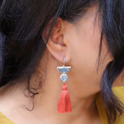 Dancing with Moons - Sterling Silver Tassel Earrings life style sunshine image | Breathe Autumn Rain Artisan Jewelry
