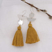 Dancing with Moons - Sterling Silver Tassel Earrings sunflower alt image | Breathe Autumn Rain Artisan Jewelry
