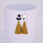 Dancing with Moons - Sterling Silver Tassel Earrings sunflower alt image 2 | Breathe Autumn Rain Artisan Jewelry