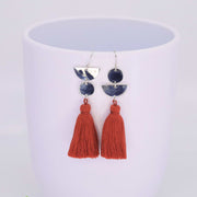 Dancing with Moons - Sterling Silver Tassel Earrings sunshine alt image 2 | Breathe Autumn Rain Artisan Jewelry