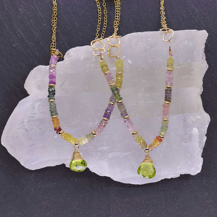 Desert Sky - Multi Pastel Sapphire and Peridot Necklace main image | Breathe Autumn Rain Artisan Jewelry