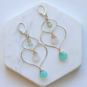 Dharma-Double - Lotus Petal Chandelier Earrings with Seafoam Chalcedony main image | Breathe Autumn Rain Artisan Jewelry