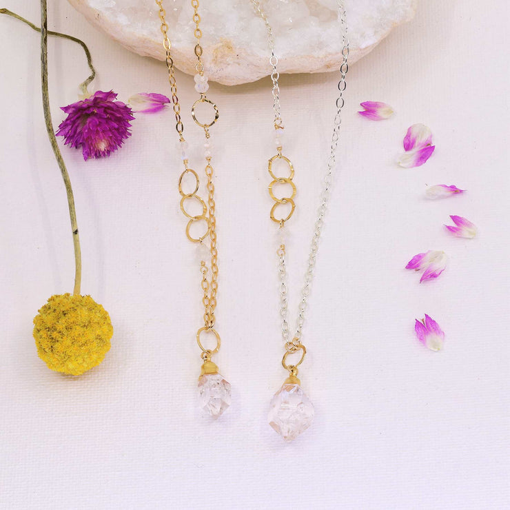 Diamonds In The Sky - Herkimer Diamond Necklace alt image | Breathe Autumn Rain Artisan Jewelry