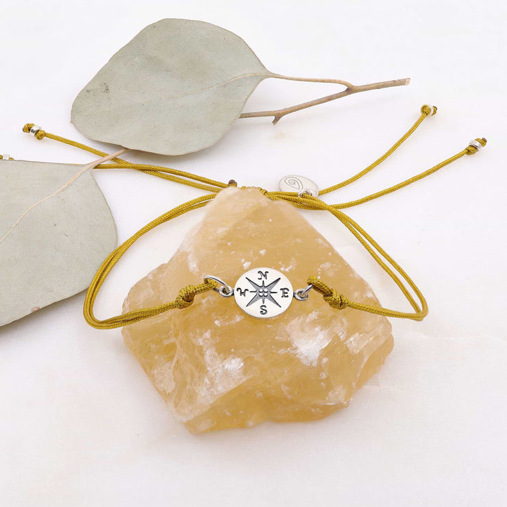 Directional Compass Cord Bracelet alt image | Breathe Autumn Rain Artisan Jewelry
