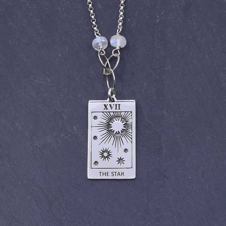 Divination - Silver Tarot Card Pendant Necklace