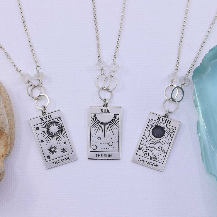 Divination - Silver Tarot Card Pendant Necklace