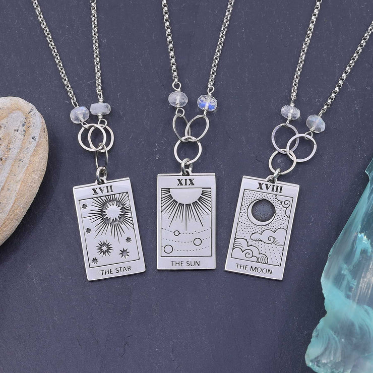 Divination - Silver Tarot Card Pendant Necklace