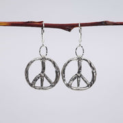 Divisadero - Peace Sign Silver Earrings alt image | Breathe Autumn Rain Artisan Jewelry