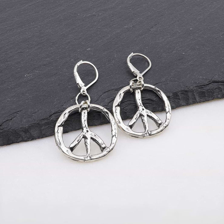 Divisadero - Peace Sign Silver Earrings main image | Breathe Autumn Rain Artisan Jewelry