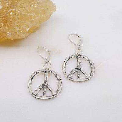 Divisadero - Peace Sign Silver Earrings main image | Breathe Autumn Rain Artisan Jewelry