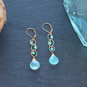 Driftwood - Aqua Chalcedony and Amazonite Gold Drop Earrings main image | Breathe Autumn Rain Artisan Jewelry