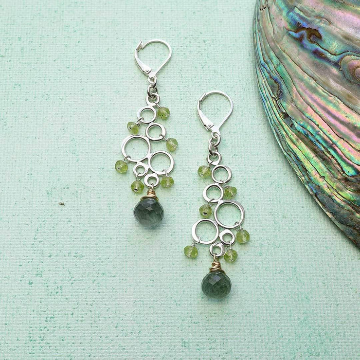 Dublin - Peridot Moss Aquamarine Silver Earrings alt image | Breathe Autumn Rain Artisan Jewelry