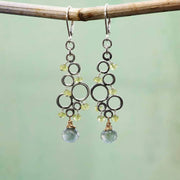 Dublin - Peridot Moss Aquamarine Silver Earrings alt image | Breathe Autumn Rain Artisan Jewlry