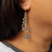 Dublin - Peridot Moss Aquamarine Silver Earrings life style image | Breathe Autumn Rain Artisan Jewelry