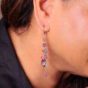 English Garden - Multi Gemstone Cluster Gold Drop Earrings life style image | Breathe Autumn Rain Artisan Jewelry