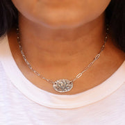 Enlightened Lotus- Sterling Silver Lotus Flower Necklace life style image | Breathe Autumn Rain Artisan Jewelry