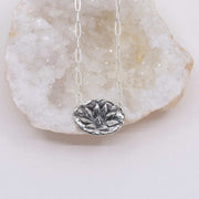 Enlightened Lotus- Sterling Silver Lotus Flower Necklace main image | Breathe Autumn Rain Artisan Jewelry