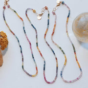 Festival of Colors - Multi-Color Sapphire Gold Necklace  alt image | Breathe Autumn Rain Artisan Jewelry