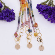 Festival of Colors - Multi-Color Sapphire Gold Necklace detail image | Breathe Autumn Rain Artisan Jewelry