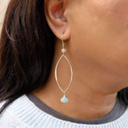 First Frost - Aquamarine Long Drop Earrings - Life Style Image | Breathe Autumn Rain Artisan Jewelry