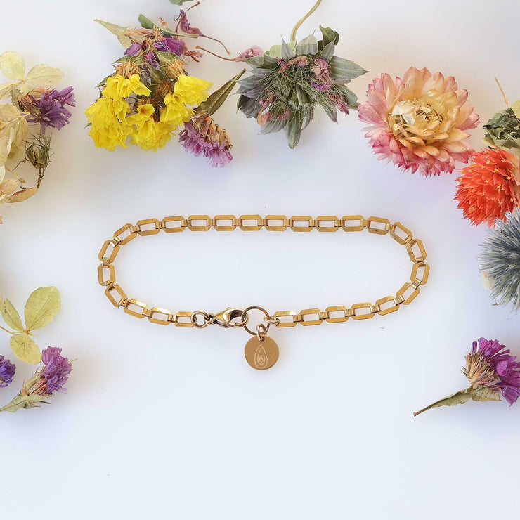 Florence - Gold Beveled Chain Bracelet main image | Breathe Autumn Rain Artisan Jewelry