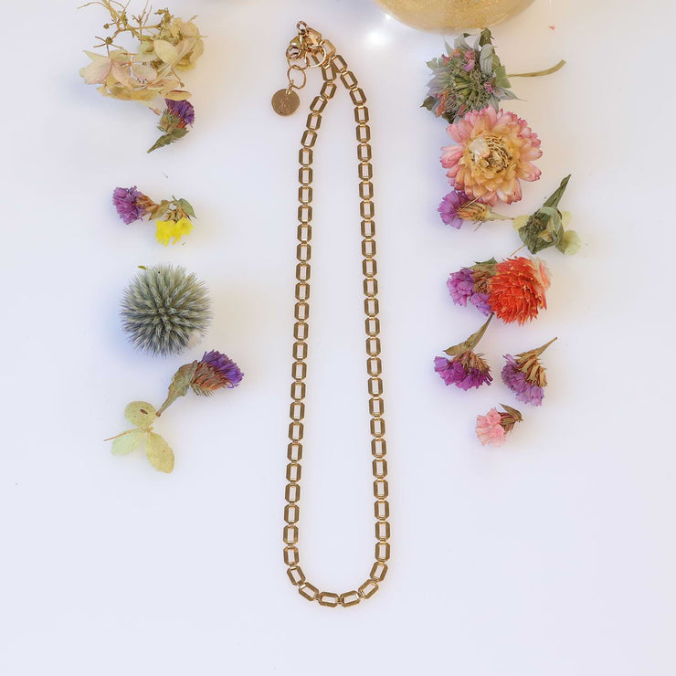 Florence - Gold Beveled Chain Necklace alt image | Breathe Autumn Rain Artisan Jewelry