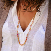 Florence - Gold Beveled Chain Necklace lifestyle layering example image | Breathe Autumn Rain Artisan Jewelry