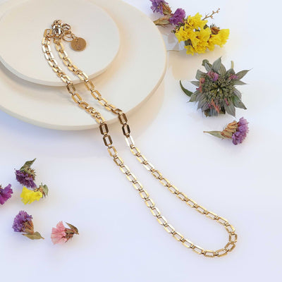Florence - Gold Beveled Chain Necklace main image | Breathe Autumn Rain Artisan Jewelry
