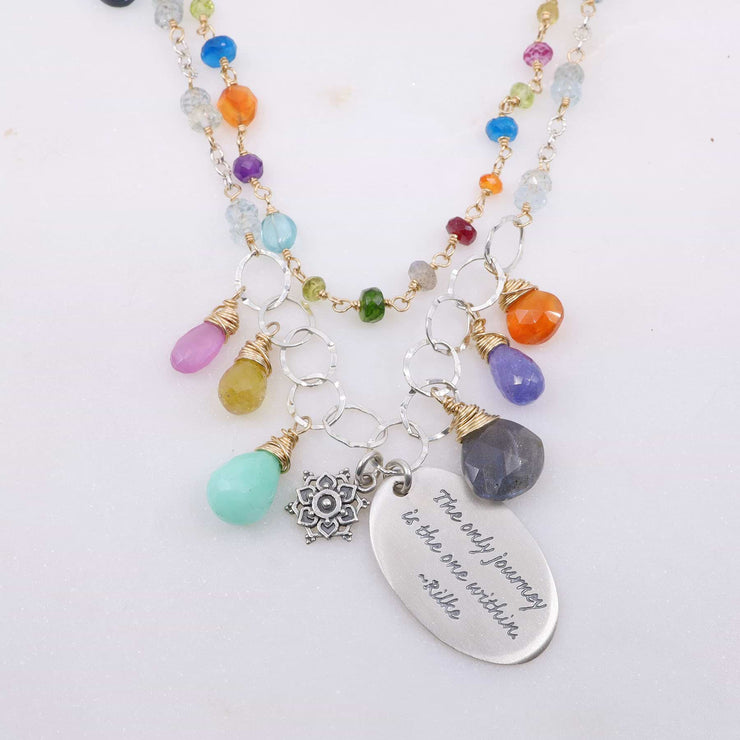 Free Hippie - Double-Strand Multi-Gemstone Mixed Metal Necklace