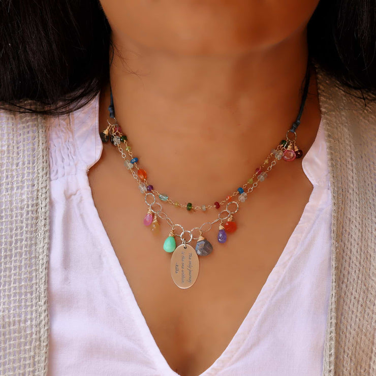 Free Hippie - Double-Strand Multi-Gemstone Necklace life style image | Breathe Autumn Rain Artisan Jewelry