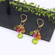 Fruit Pop - Peridot and Sapphire Cluster Earrings alt image | Breathe Autumn Rain Artisan Jewelry