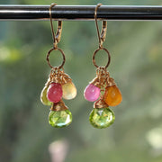 Fruit Pop - Peridot and Sapphire Cluster Earrings alt image | Breathe Autumn Rain Artisan Jewelry