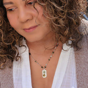 Galway - Green Tourmaline Sterling Silver Pendant Necklace lifestyle image | Breathe Autumn Rain Artisan Jewelry