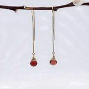 Garnet Gold Thread Earrings alt image | Breathe Autumn Rain Artisan Jewelry