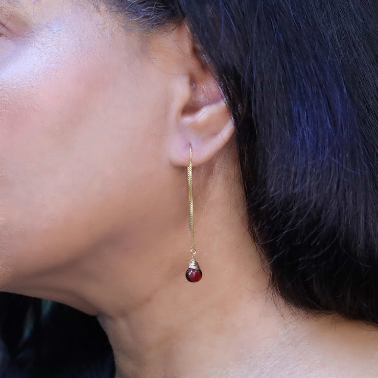 Garnet Gold Thread Earrings main image | Breathe Autumn Rain Artisan Jewelry