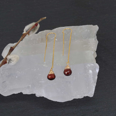 Garnet Gold Thread Earrings main image | Breathe Autumn Rain Artisan Jewelry
