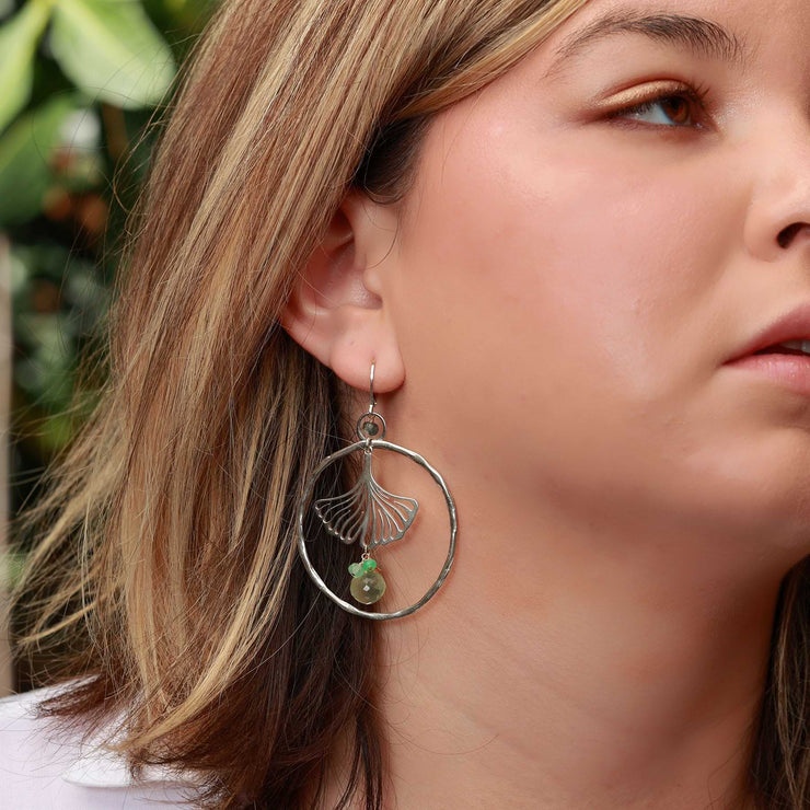 Sterling Silver Half Hammered Circle Hoop Earrings