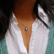 Giselle - Labradorite Sterling Silver Lariat Necklace life style image | Breathe Autumn Rain Artisan Jewelry
